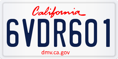 CA license plate 6VDR601