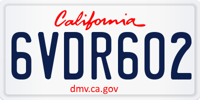 CA license plate 6VDR602