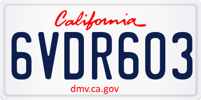 CA license plate 6VDR603