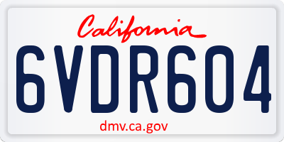 CA license plate 6VDR604