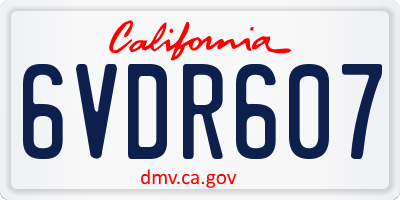 CA license plate 6VDR607