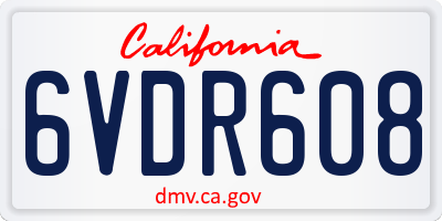 CA license plate 6VDR608