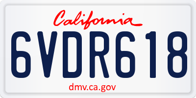 CA license plate 6VDR618