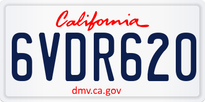 CA license plate 6VDR620