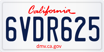CA license plate 6VDR625