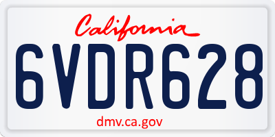 CA license plate 6VDR628