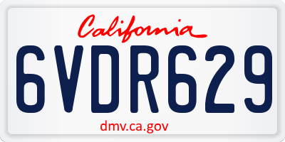 CA license plate 6VDR629