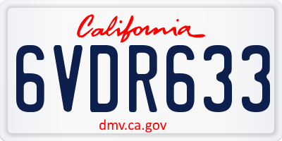CA license plate 6VDR633