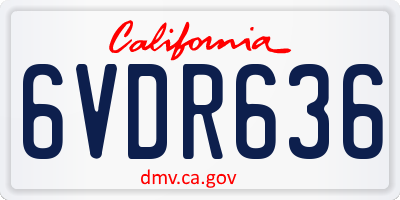 CA license plate 6VDR636