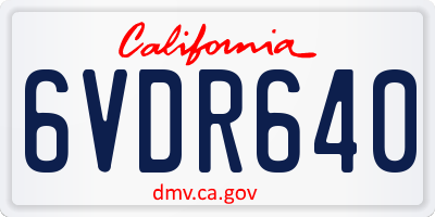 CA license plate 6VDR640