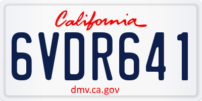 CA license plate 6VDR641