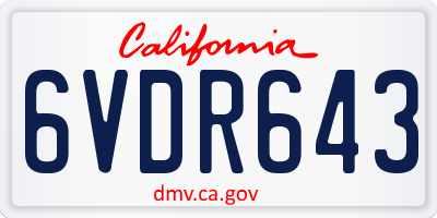 CA license plate 6VDR643