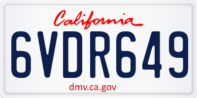 CA license plate 6VDR649