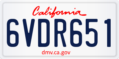 CA license plate 6VDR651
