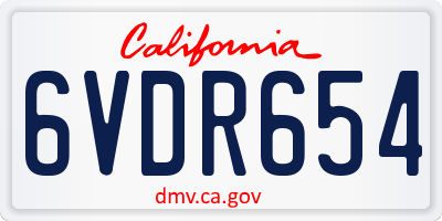 CA license plate 6VDR654