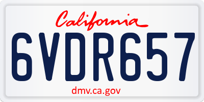 CA license plate 6VDR657