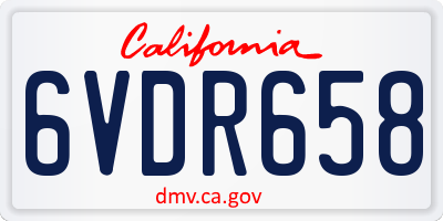 CA license plate 6VDR658