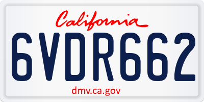 CA license plate 6VDR662
