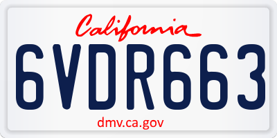 CA license plate 6VDR663