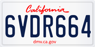 CA license plate 6VDR664