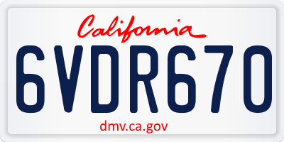CA license plate 6VDR670