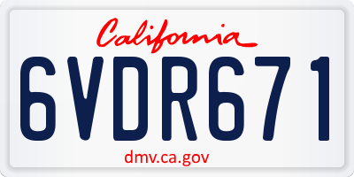 CA license plate 6VDR671