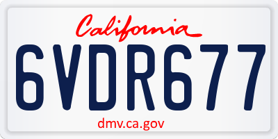 CA license plate 6VDR677