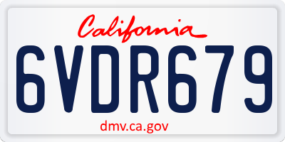 CA license plate 6VDR679
