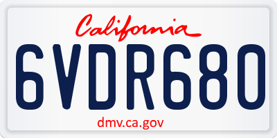 CA license plate 6VDR680