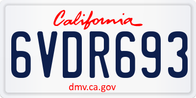 CA license plate 6VDR693