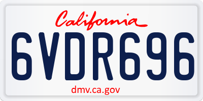 CA license plate 6VDR696