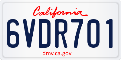 CA license plate 6VDR701