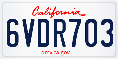CA license plate 6VDR703