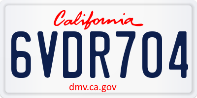 CA license plate 6VDR704