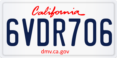 CA license plate 6VDR706