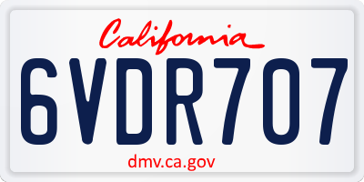 CA license plate 6VDR707