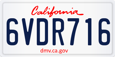 CA license plate 6VDR716