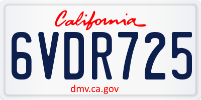 CA license plate 6VDR725