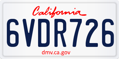 CA license plate 6VDR726