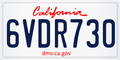 CA license plate 6VDR730