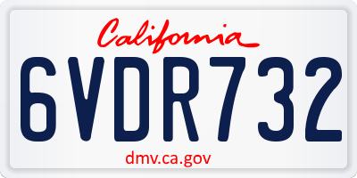 CA license plate 6VDR732