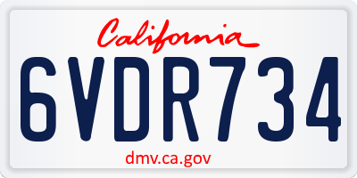 CA license plate 6VDR734