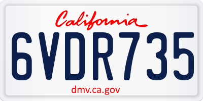 CA license plate 6VDR735