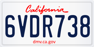 CA license plate 6VDR738