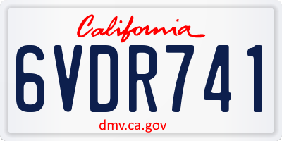CA license plate 6VDR741