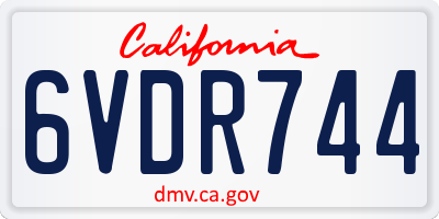 CA license plate 6VDR744