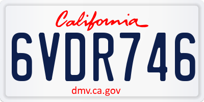 CA license plate 6VDR746