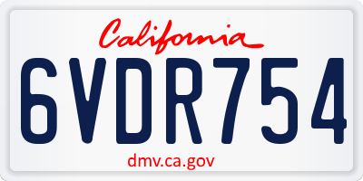 CA license plate 6VDR754