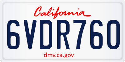 CA license plate 6VDR760