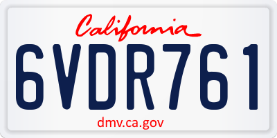 CA license plate 6VDR761